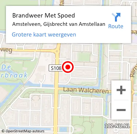 Locatie op kaart van de 112 melding: Brandweer Met Spoed Naar Amstelveen, Gijsbrecht van Amstellaan op 12 januari 2022 17:41