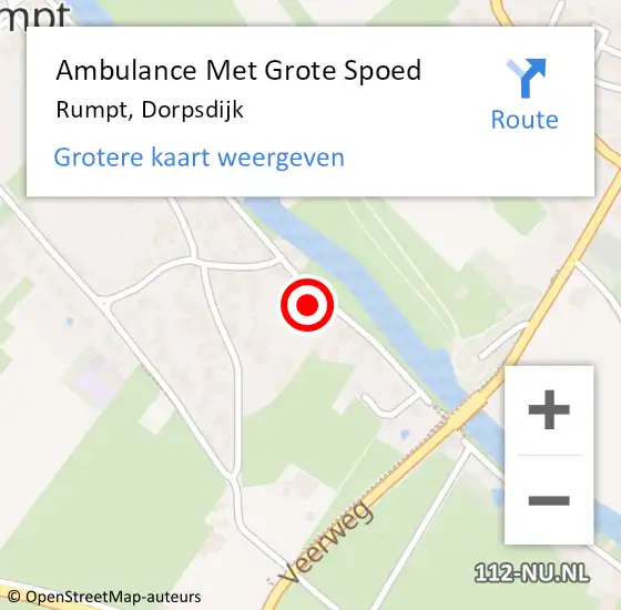 Locatie op kaart van de 112 melding: Ambulance Met Grote Spoed Naar Rumpt, Dorpsdijk op 12 januari 2022 18:06