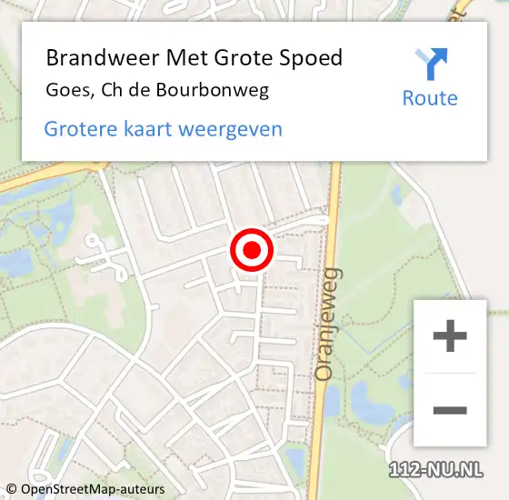 Locatie op kaart van de 112 melding: Brandweer Met Grote Spoed Naar Goes, Ch de Bourbonweg op 12 januari 2022 18:18