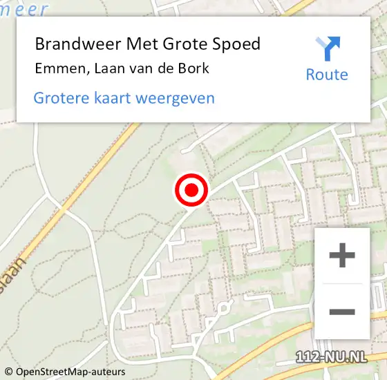 Locatie op kaart van de 112 melding: Brandweer Met Grote Spoed Naar Emmen, Laan van de Bork op 12 januari 2022 18:24