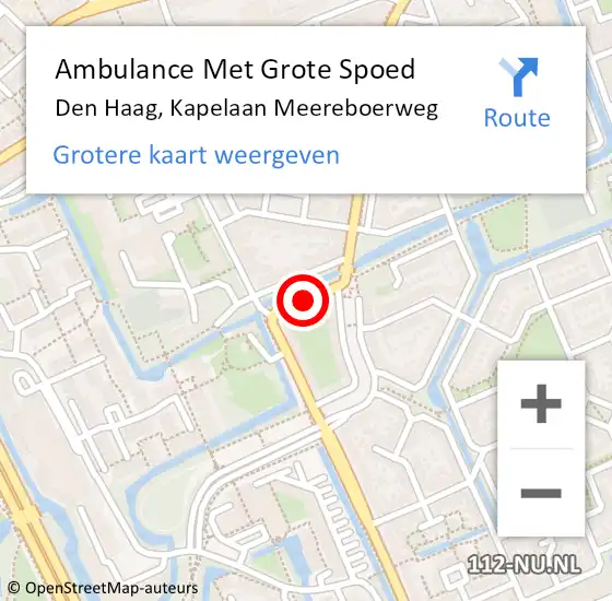 Locatie op kaart van de 112 melding: Ambulance Met Grote Spoed Naar Den Haag, Kapelaan Meereboerweg op 5 juli 2014 04:08