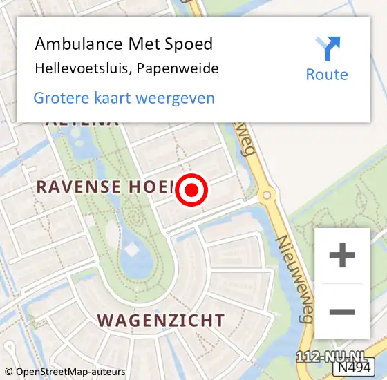 Locatie op kaart van de 112 melding: Ambulance Met Spoed Naar Hellevoetsluis, Papenweide op 12 januari 2022 18:52