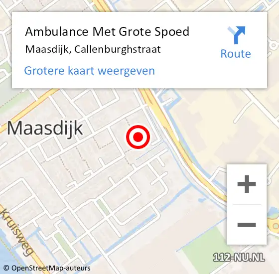 Locatie op kaart van de 112 melding: Ambulance Met Grote Spoed Naar Maasdijk, Callenburghstraat op 12 januari 2022 19:05