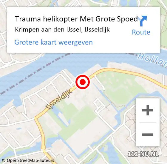 Locatie op kaart van de 112 melding: Trauma helikopter Met Grote Spoed Naar Krimpen aan den IJssel, IJsseldijk op 12 januari 2022 19:24