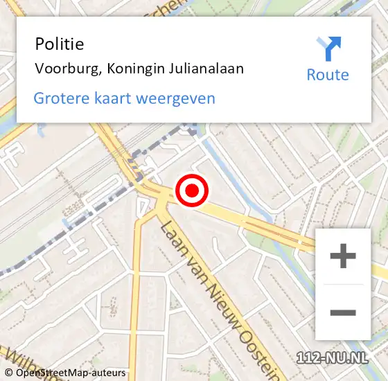 Locatie op kaart van de 112 melding: Politie Voorburg, Koningin Julianalaan op 12 januari 2022 19:26