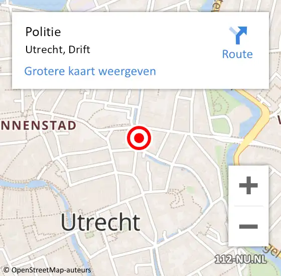 Locatie op kaart van de 112 melding: Politie Utrecht, Drift op 12 januari 2022 19:55