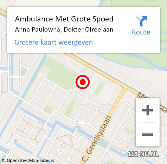 Locatie op kaart van de 112 melding: Ambulance Met Grote Spoed Naar Anna Paulowna, Dokter Olreelaan op 12 januari 2022 19:57