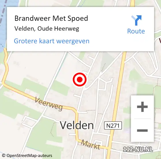 Locatie op kaart van de 112 melding: Brandweer Met Spoed Naar Velden, Oude Heerweg op 12 januari 2022 20:21