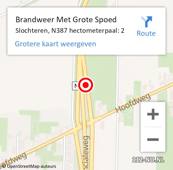 Locatie op kaart van de 112 melding: Brandweer Met Grote Spoed Naar Slochteren, N387 hectometerpaal: 2 op 12 januari 2022 20:25