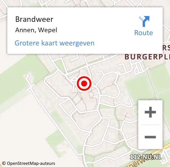 Locatie op kaart van de 112 melding: Brandweer Annen, Wepel op 7 oktober 2013 11:38