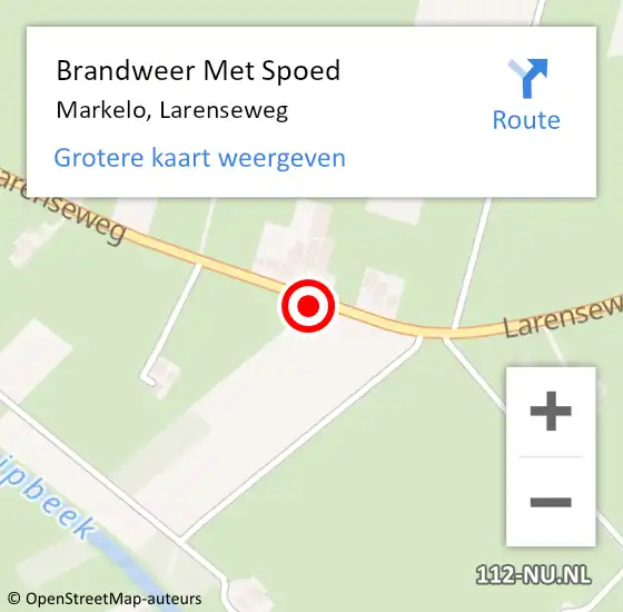 Locatie op kaart van de 112 melding: Brandweer Met Spoed Naar Markelo, Larenseweg op 12 januari 2022 20:41
