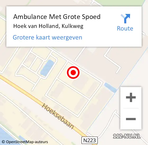 Locatie op kaart van de 112 melding: Ambulance Met Grote Spoed Naar Hoek van Holland, Kulkweg op 12 januari 2022 21:15