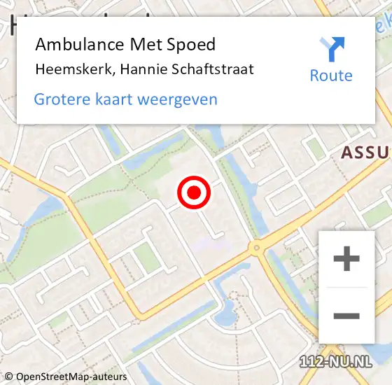 Locatie op kaart van de 112 melding: Ambulance Met Spoed Naar Heemskerk, Hannie Schaftstraat op 12 januari 2022 21:20