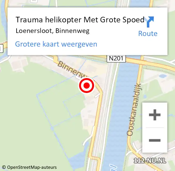 Locatie op kaart van de 112 melding: Trauma helikopter Met Grote Spoed Naar Loenersloot, Binnenweg op 12 januari 2022 21:26