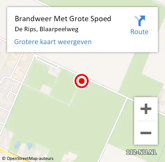 Locatie op kaart van de 112 melding: Brandweer Met Grote Spoed Naar De Rips, Blaarpeelweg op 12 januari 2022 21:33