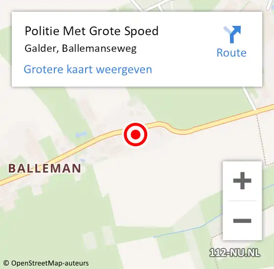 Locatie op kaart van de 112 melding: Politie Met Grote Spoed Naar Galder, Ballemanseweg op 12 januari 2022 21:53