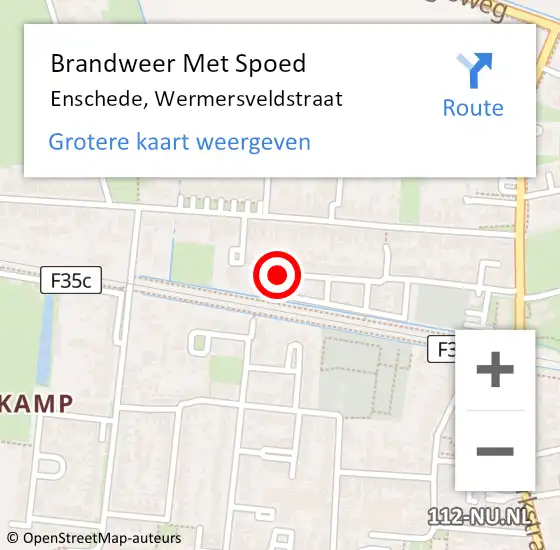 Locatie op kaart van de 112 melding: Brandweer Met Spoed Naar Enschede, Wermersveldstraat op 12 januari 2022 22:55