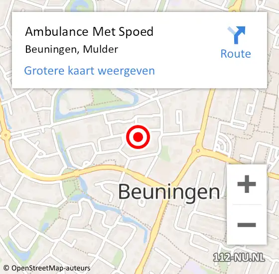Locatie op kaart van de 112 melding: Ambulance Met Spoed Naar Beuningen, Mulder op 12 januari 2022 23:06