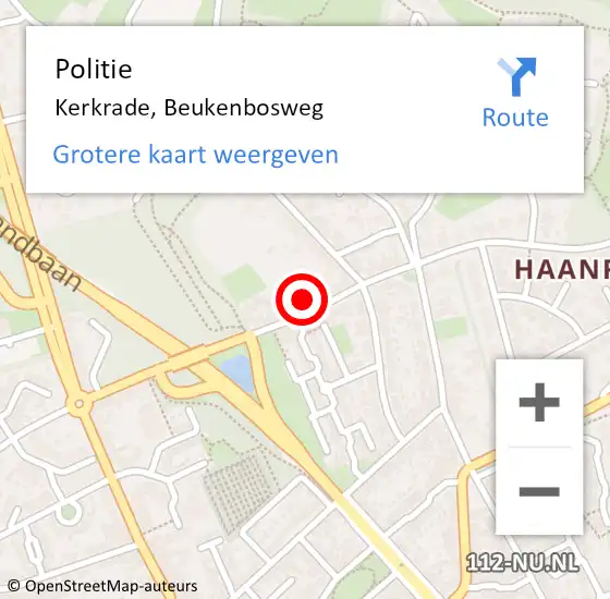 Locatie op kaart van de 112 melding: Politie Kerkrade, Beukenbosweg op 12 januari 2022 23:26