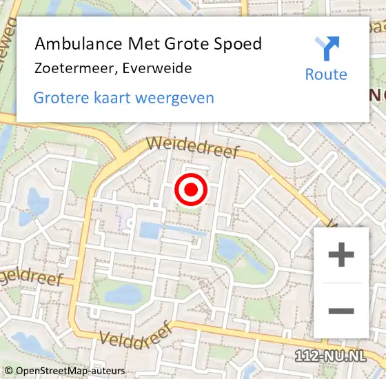 Locatie op kaart van de 112 melding: Ambulance Met Grote Spoed Naar Zoetermeer, Everweide op 12 januari 2022 23:27