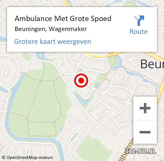 Locatie op kaart van de 112 melding: Ambulance Met Grote Spoed Naar Beuningen, Wagenmaker op 12 januari 2022 23:48