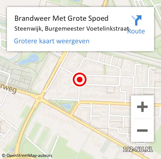 Locatie op kaart van de 112 melding: Brandweer Met Grote Spoed Naar Steenwijk, Burgemeester Voetelinkstraat op 13 januari 2022 00:30