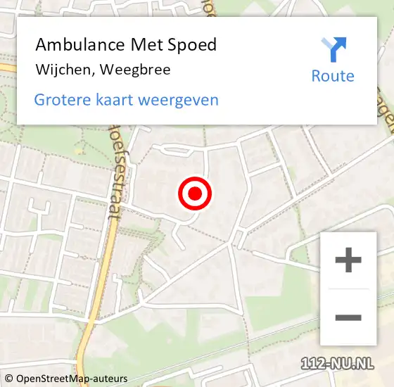 Locatie op kaart van de 112 melding: Ambulance Met Spoed Naar Wijchen, Weegbree op 13 januari 2022 00:54