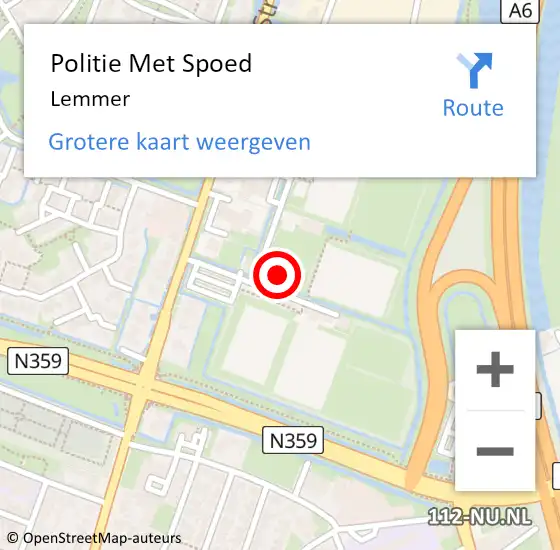 Locatie op kaart van de 112 melding: Politie Met Spoed Naar Lemmer op 13 januari 2022 01:14