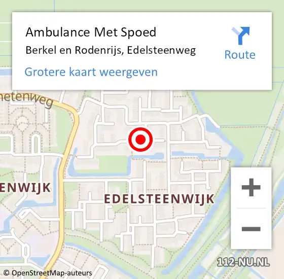 Locatie op kaart van de 112 melding: Ambulance Met Spoed Naar Berkel en Rodenrijs, Edelsteenweg op 13 januari 2022 01:39