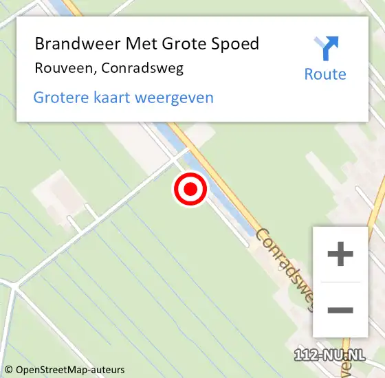 Locatie op kaart van de 112 melding: Brandweer Met Grote Spoed Naar Rouveen, Conradsweg op 13 januari 2022 01:48