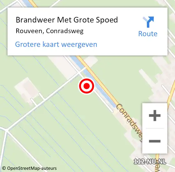 Locatie op kaart van de 112 melding: Brandweer Met Grote Spoed Naar Rouveen, Conradsweg op 13 januari 2022 01:55