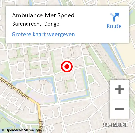 Locatie op kaart van de 112 melding: Ambulance Met Spoed Naar Barendrecht, Donge op 13 januari 2022 02:54