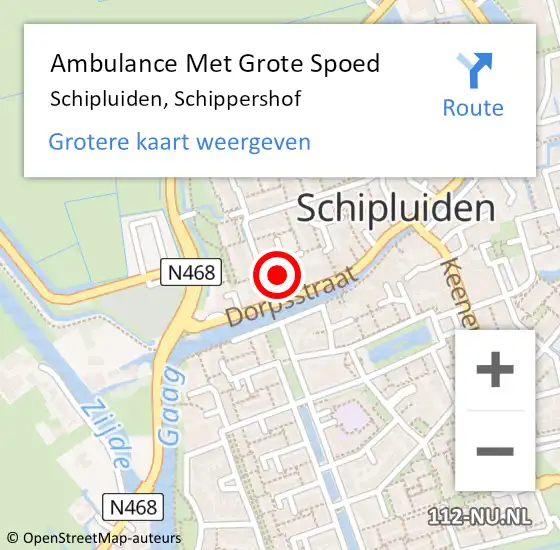 Locatie op kaart van de 112 melding: Ambulance Met Grote Spoed Naar Schipluiden, Schippershof op 13 januari 2022 03:27