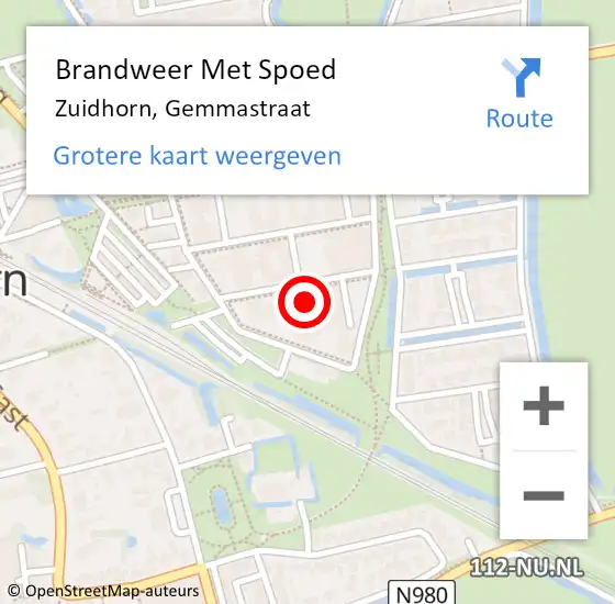 Locatie op kaart van de 112 melding: Brandweer Met Spoed Naar Zuidhorn, Gemmastraat op 13 januari 2022 04:33