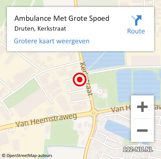 Locatie op kaart van de 112 melding: Ambulance Met Grote Spoed Naar Druten, Kerkstraat op 13 januari 2022 05:12