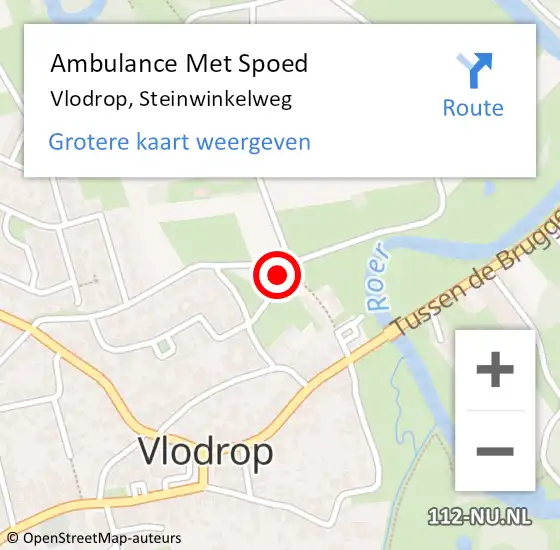 Locatie op kaart van de 112 melding: Ambulance Met Spoed Naar Vlodrop, Steinwinkelweg op 5 juli 2014 05:46