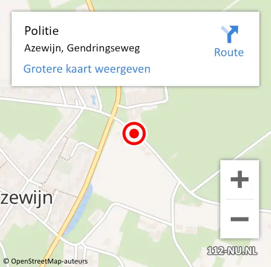 Locatie op kaart van de 112 melding: Politie Azewijn, Gendringseweg op 13 januari 2022 05:51