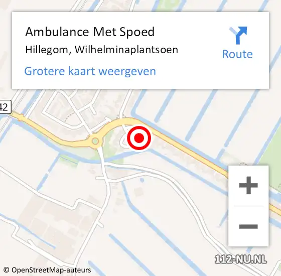 Locatie op kaart van de 112 melding: Ambulance Met Spoed Naar Hillegom, Wilhelminaplantsoen op 13 januari 2022 06:11