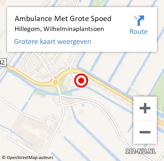 Locatie op kaart van de 112 melding: Ambulance Met Grote Spoed Naar Hillegom, Wilhelminaplantsoen op 13 januari 2022 06:22