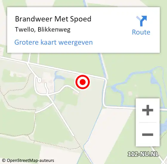 Locatie op kaart van de 112 melding: Brandweer Met Spoed Naar Twello, Blikkenweg op 13 januari 2022 06:49