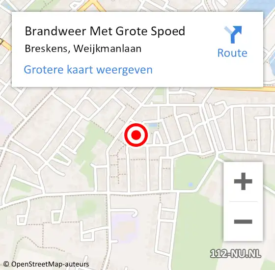 Locatie op kaart van de 112 melding: Brandweer Met Grote Spoed Naar Breskens, Weijkmanlaan op 13 januari 2022 07:33