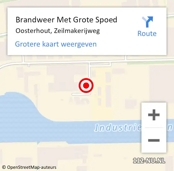 Locatie op kaart van de 112 melding: Brandweer Met Grote Spoed Naar Oosterhout, Zeilmakerijweg op 13 januari 2022 08:01