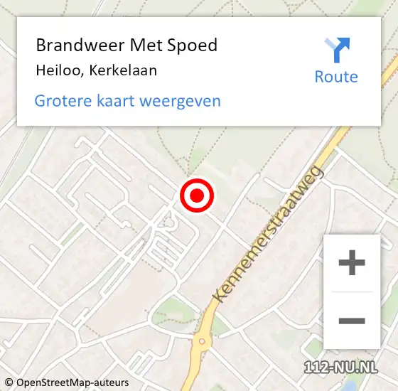 Locatie op kaart van de 112 melding: Brandweer Met Spoed Naar Heiloo, Kerkelaan op 13 januari 2022 09:03