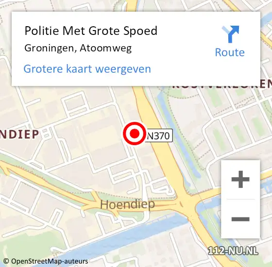 Locatie op kaart van de 112 melding: Politie Met Grote Spoed Naar Groningen, Atoomweg op 13 januari 2022 09:09