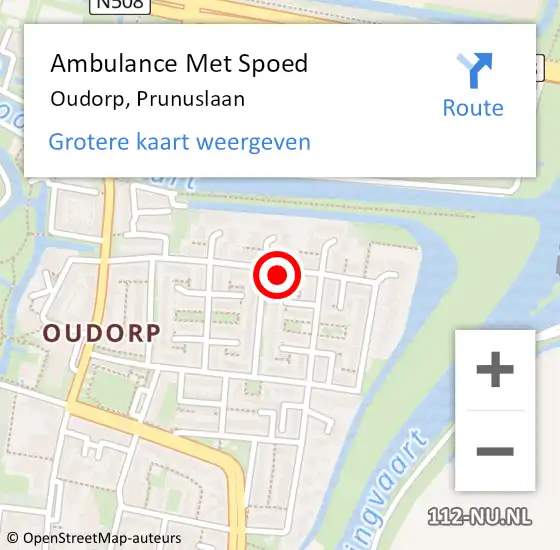 Locatie op kaart van de 112 melding: Ambulance Met Spoed Naar Oudorp, Prunuslaan op 5 juli 2014 06:40