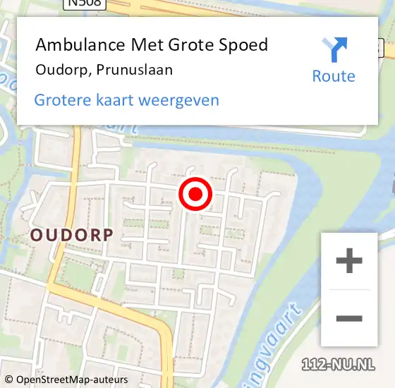 Locatie op kaart van de 112 melding: Ambulance Met Grote Spoed Naar Oudorp, Prunuslaan op 5 juli 2014 06:41