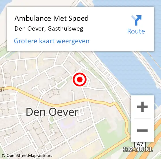 Locatie op kaart van de 112 melding: Ambulance Met Spoed Naar Den Oever, Gasthuisweg op 13 januari 2022 09:23