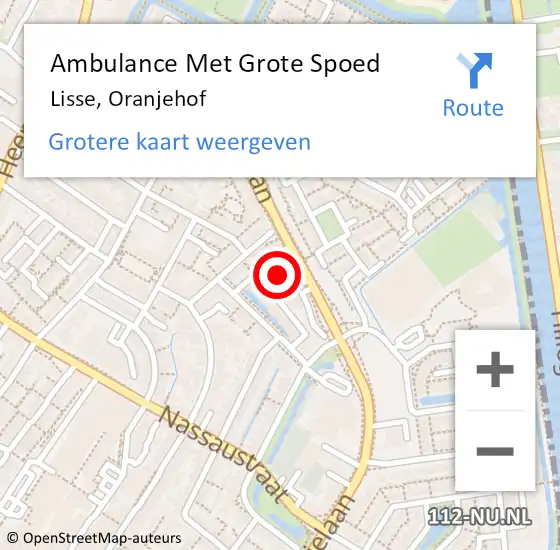 Locatie op kaart van de 112 melding: Ambulance Met Grote Spoed Naar Lisse, Oranjehof op 13 januari 2022 09:36