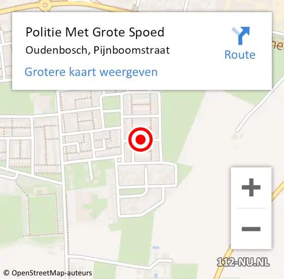 Locatie op kaart van de 112 melding: Politie Met Grote Spoed Naar Oudenbosch, Pijnboomstraat op 13 januari 2022 10:07