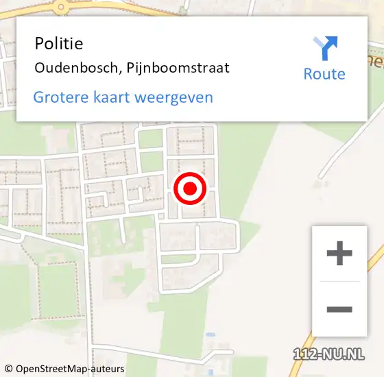 Locatie op kaart van de 112 melding: Politie Oudenbosch, Pijnboomstraat op 13 januari 2022 10:07